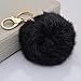 Miraclekoo Cute Rabbit Fur Ball Key Chain Black Pom Pom KeyChain Fluffy Keychain with Plush for Car Keys,Purse,Handbag Bag Decoration