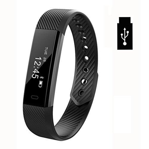 USB Fitness Tracker for Kids Women Men Waterproof Wireless Activity Tracker Smart Wristband Bluetooth Bracelet Pedometer Watch Band Step Calorie Counter Sleep Monitor Call ID Remind for iPhone Android