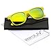 zeroUV Retro Large Square Colored Mirror Lens Horn Rimmed Sunglasses 55mm (Yellow/Yellow Mirror)