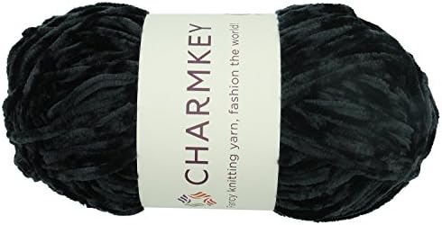 Charmkey Bright Rayon Chenille Yarn 5 Bulky 100 Polyester Extreme Soft Knitting Baby Blanket Velvet Crochet Yarn for Cushion Sweater Home Textile, 1 Skein, 3.53 Ounce (Moonless Night)