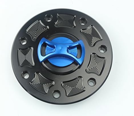 STONEMEN Motorcycle Billet CNC Gas Fuel Tank Cap Cover For Kawasaki Ninja 250R EX250 GPZ250 GPX250 EX500 GPZ500 GPZ400 GPZ250 GPZ750 GPZ900 (KW-1, Blue)
