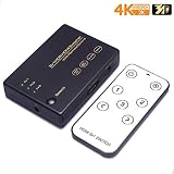 HDMI Switch 3 in 1 ouput Support 4K@60HZ, HDMI 2.0, HDCP 2.2, HDR, 3D, 18G/BPS with IR Remote Control, Ansten HDMI 2.0 Switcher 3x1 for PS4/PS3/PRO/Xbox/360/DVD Game Home Projector Use