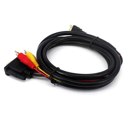 Yeworth 1.8m/6ft HDMI to VGA 3RCA Cable, HDMI Male to VGA Male 3RCA Male Video Audio AV Component Converter Adapter Cable Gold Plated for HDTV Satellite TV, RGB Component Video and most LCD Projectors
