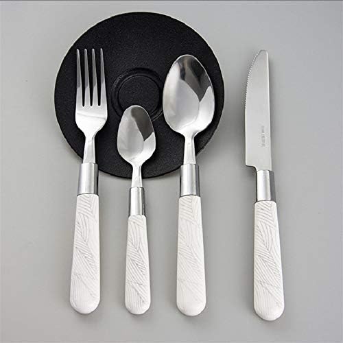 Vfdsvbdv Stainless Steel Steak Cutlery Set 4 Piece Set High-end Rainbow Gold Hotel Western Tableware (Color : White)