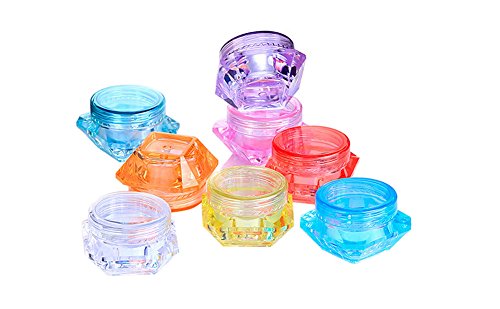 TOPWEL 3 Gram Refillable Square Drill Plastic Bottle Screw Cap Lid with Clear Base Empty Plastic Container Jars for Nail Powder Bottles Eye Shadow Container Lot Powder Container (10pcs, Orange)