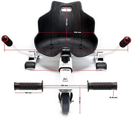 WilTec Siège de Scooter en Noir Siège de Kart Ajustable pour Adulte et Enfants Elektroscooter 120 kg Max.