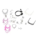 JiaUfmi 40pcs Fashion Headset Glasses Jewelry Necklace Earring Shoes Crown Accessory for Dolls