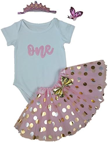 3PCs Baby Girls' 1st Birthday Tutu Onesie Skirt Dress Headband Outfit