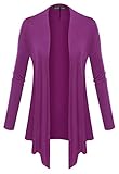 KAY SINN Womens Open Front Drape Hem Lightweight Cardigan 3X-Large Raspberry