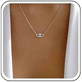 Allereyae Vintage Crystal Devil Eye Pendant Necklace Rhinestone Eye Necklace Gold Cz Evil Eye Choker Necklace Sparkly Eye Collar Necklace Jewelry for Women (Gold)