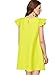 Romwe Women's Ruffle Trim Sleeve Summer Beach A Line Loose Swing Dress Yellow L