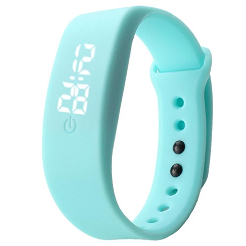 Binmer(TM)Womens Mens Rubber LED Watch Date Sports Bracelet Digital Wrist Watch (Sky Blue)