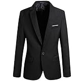 Mens Slim Fit Casual One Button Blazer Jacket Black 6XL