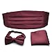 PenSee Mens Formal Solid Pre-tied Bow Tie & Pocket Square & Cummerbund Set