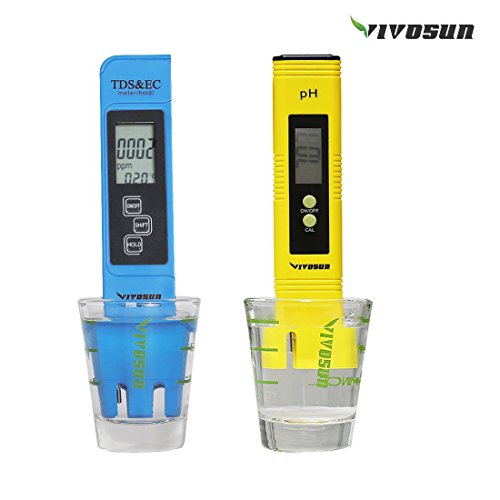 VIVOSUN pH & TDS Meter Combo, +/- 0.05ph High Accuracy Pen Type pH Meter & +/- 2% Readout Accuracy 3-in-1 TDS EC Temperature Meter