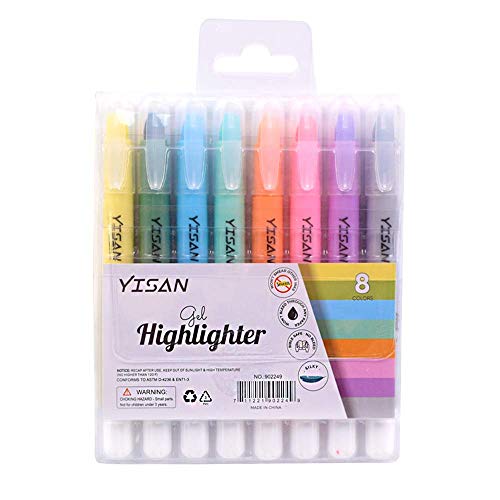 YISAN No Bleed Gel Highlighter,Bible Highlighters, Crayon Marker Pens