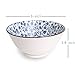 YALONG 20 Ounce Deep Soup Asian Bowls Set of 4, 6 Inch Ceramic Cereal Bowls Set of 4 Blue and White Patterns Serving Pasta Salad Rice Noodle Japanese Bowls Microwave Dishwasher Safe for Gift