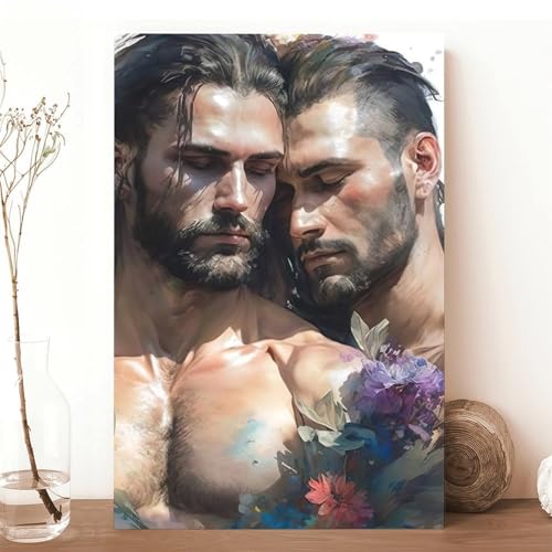 HMLZSJ Nude Muscle Male Torso Portrait Art Gay