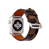 NewSilkRoad Compatible with Apple Watch Band 44mm 42mm,Classic Plaid Pattern Leather Band Strap with Stainless Metal Buckle for Apple Watch Series 5 4 3 2 1, Sport & Edition (B)