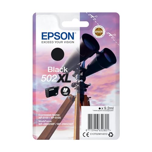 Epson 502XL Black Binoculars, High Yield Genuine Ink Cartridge