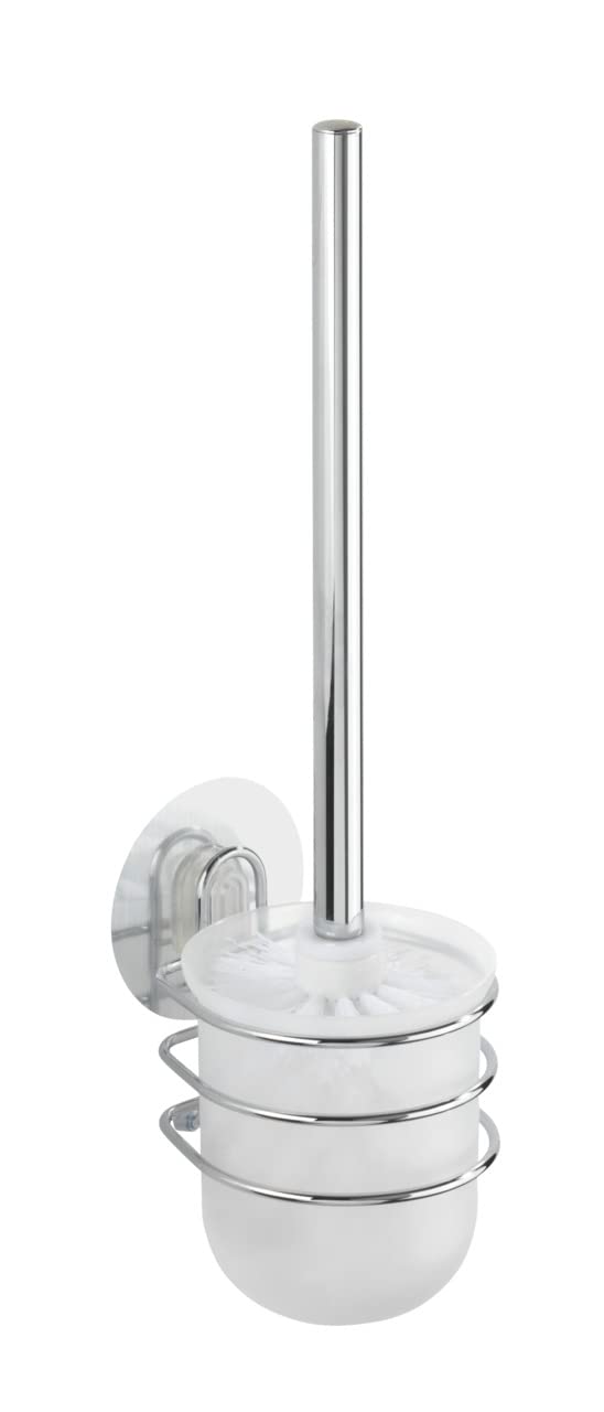WENKO 21569100 Static-Loc® Toilet brush Osimo - fixing without drilling, Steel, 10 x 37.5 x 11.5 cm, Chrome