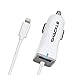 iPhone Car Charger, Shackle High Speed Travel Adapter with Extra Long Built-in Lightning Connector for iPhone 7 6S Plus 6 Plus 6 Se 5S 5 5C iPad Pro Air Mini 2 3 4 and Extra USB Port for Android