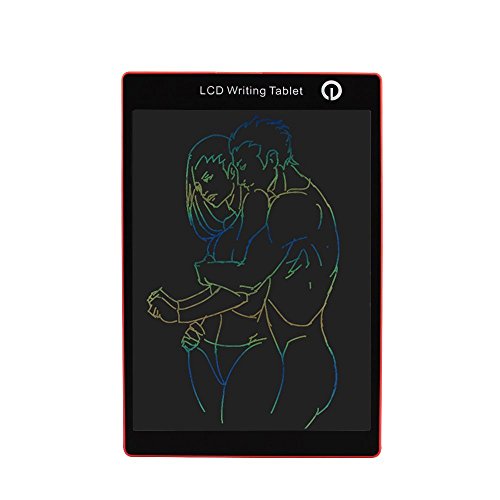 Colorful 9.7 Inch LCD Writing Tablet Drawing Board Portable Handwriting Pad Magnetic Fridge Message Whiteboard,Digital Electronic Notepad Graphic Graffiti Board for Kids Children (Red)