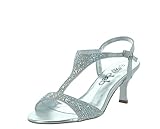 dream Pairs Women's Classic Open Toe Rhinestone Embelishment Adjustable Buckle Mid Heel Sandals
