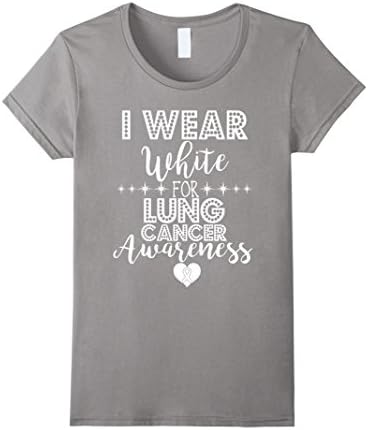 Women's I Wear White For Lung Cancer Awareness Support Shirt XL Slate