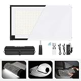 Neewer Rollable 30x53cm Flexible LED Light Panel Mat on Fabric 48W 5600K 512 LED Lighting Panel with Handle Grip, Remote Control, Diffuser Cloth, Carry Bag for Traveling Filmmakers Outdoor Photography