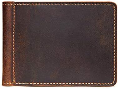 Roydoa Portable Ultra-Thin Simple Money Clip Leather Card Holder Bifold Mini Wallet