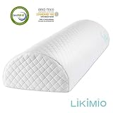 LIKIMIO Back Pain Relief 100% Memory Foam Knee Pillow - Half-Moon Bolster Pillow for Side or Back Sleepers, with Washable Organic Cover Large Size - Semi-Roll Leg Pillow Provide Support Reduce Stress