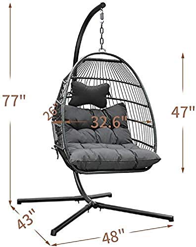 ZHJIUXING SF Indoor Swing Folding Kreative Home Hanging Egg Chair-Outdoor Und Indoor Hanging Stand, Outdoor Rattan Chair… – Bild 4
