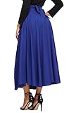 Asvivid Women's Elastic Waist Full Ankle Length A-Line Flared Swing Skater Skirts Large Blue