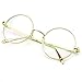 PenSee Circle Oversized Metal Eyeglasses Frame Inspired Horned Rim Clear Lens Glasses (Gold)