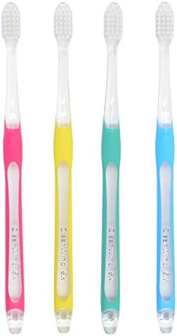 Kebaina Adult Toothbrush Soft Compact Small Head 4 Pack,Blue Pink Yellow Green Color