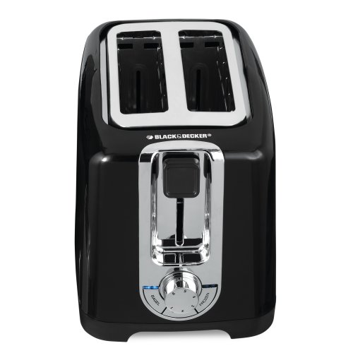 BLACK+DECKER 2Slice Toaster, Square, Black with Chrome Accents