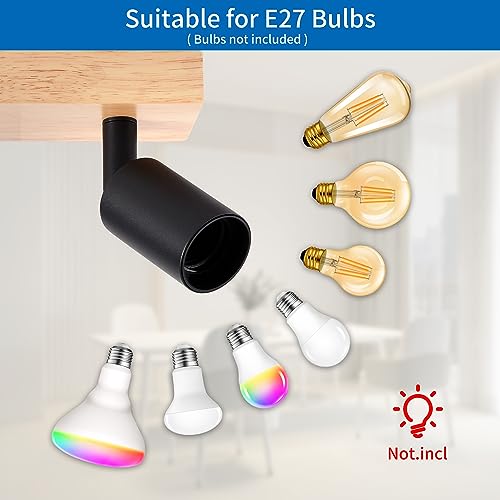 ANWIO Ceiling Lamps with 3 Bulbs, E27 Hallway Ceiling Lamp, Black Interior LED Bulbs, Adjustable Bedroom Ceiling Lamps, Living Room Ceiling Lamp (without Bulbs)