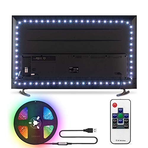 TV Backlight 65 Inches TV Bias Light Behind 65″ TV USB LED Strip, Cover 4/4 Sides of 65″ TV, RF Remote Controls 20 Colors