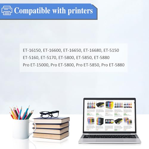 113 Pigment Ink Compatible with Epson 113 Ink Bottle Multipack for ET-5150 ET-5170 ET-5850 ET-5800 ET-16600 ET-16150 ET-16650 ET-15000 ET-5100 ET-5160 ET-5160 5880 (8 Pack 2BK/2C/2M/2Y)
