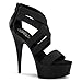 Womens Black Elastic Strap Sandals 6 Inch Heels Sexy Criss Cross Platform Shoes