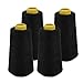 4 Pack of 6000 (24,000 Total) Yard Spools Black Sewing Thread All Purpose 100% Spun Polyester Overlock Cone