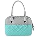 MG Collection 2-Tone Quilted Soft-Sided Dog & Pet Carrier Handbag Tote with Mesh Top Panel, Turquoise