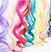 Kyerivs Colored Curly Wave Clip on in Hair Extensions 24pcs Rainbow Multi-color Clip in Synthetic Long Highlight Hairpiece for Women Girls Kids Gift Cosplay Party Dress up Accessories 12 Colorthumb 2