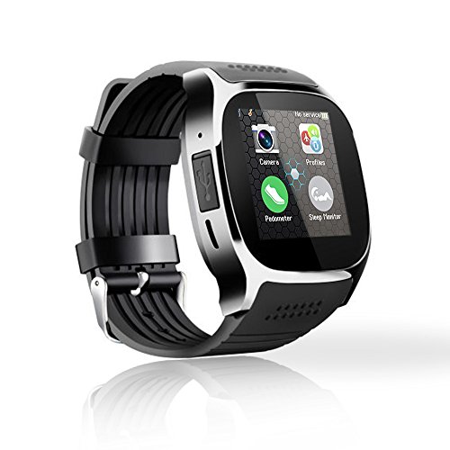 Bluetooth Smart Watch Black, TOP-MAX T8 Smartwatch with SIM Card Slot and Cameral Support TF Card Earphone for Android and IOS Smartphone â€¦