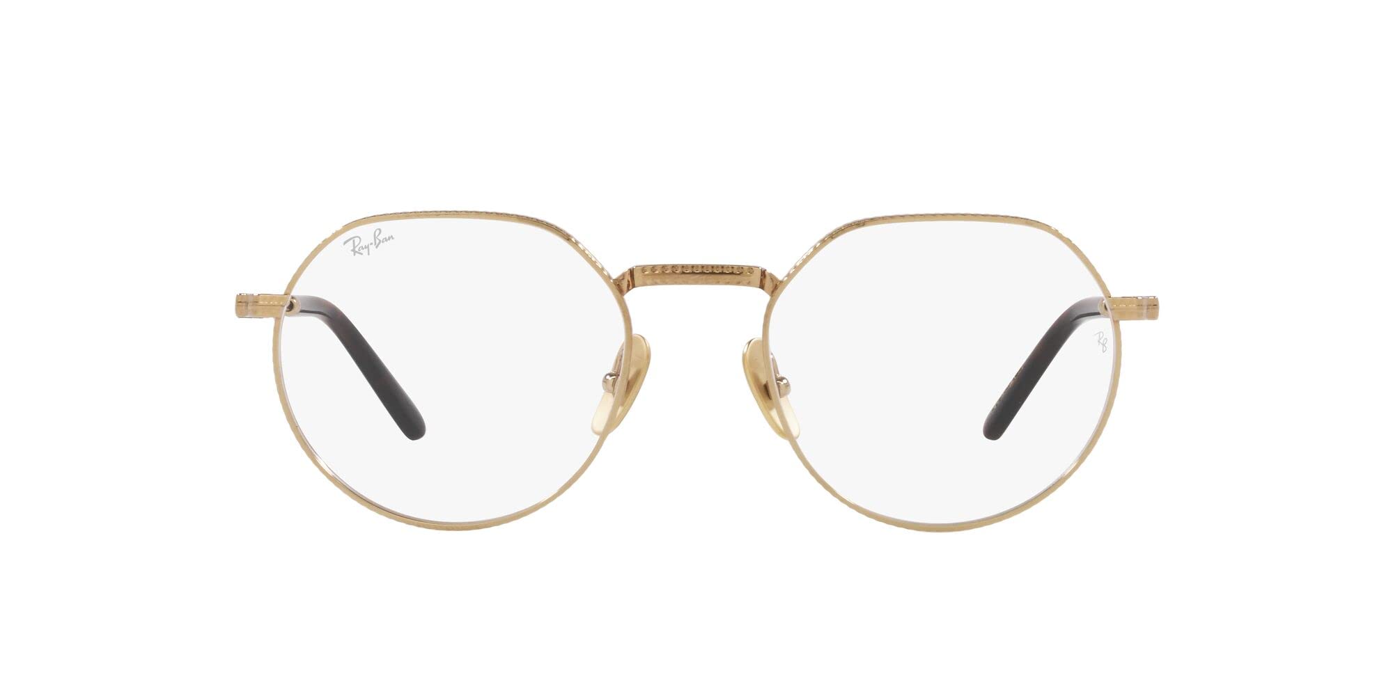 Photo 1 of Ray-Ban RX8265V Jack Titanium Round Prescription Eyewear Frames, Gold/Demo Lens, 51 mm