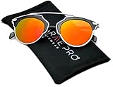 Mirrored Lens Fashion Designer Sunglasses for Women (Black/Flashing Orange, 50 mm)