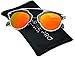 Mirrored Lens Fashion Designer Sunglasses for Women (Black/Flashing Orange, 50 mm)
