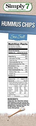 Simply7 Chickpea Hummus Chips, Sea Salt, 5 Ounce (Pack of 12)