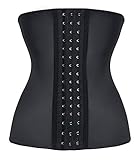 Camellias Women Classic 3 Hooks Latex Waist Trainer Corset For Weight Loss Waist Cincher Body Shaper Slimmer Tummy Control Shapewear Black Plus Size,SZ1988-3-Black-6XL